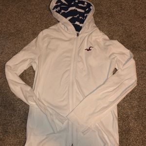 Hollister white zip up sweatshirt